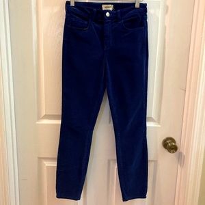 L’Agence “Margot” “royal” blue velvet skinny pants, High- rise, size 25x26